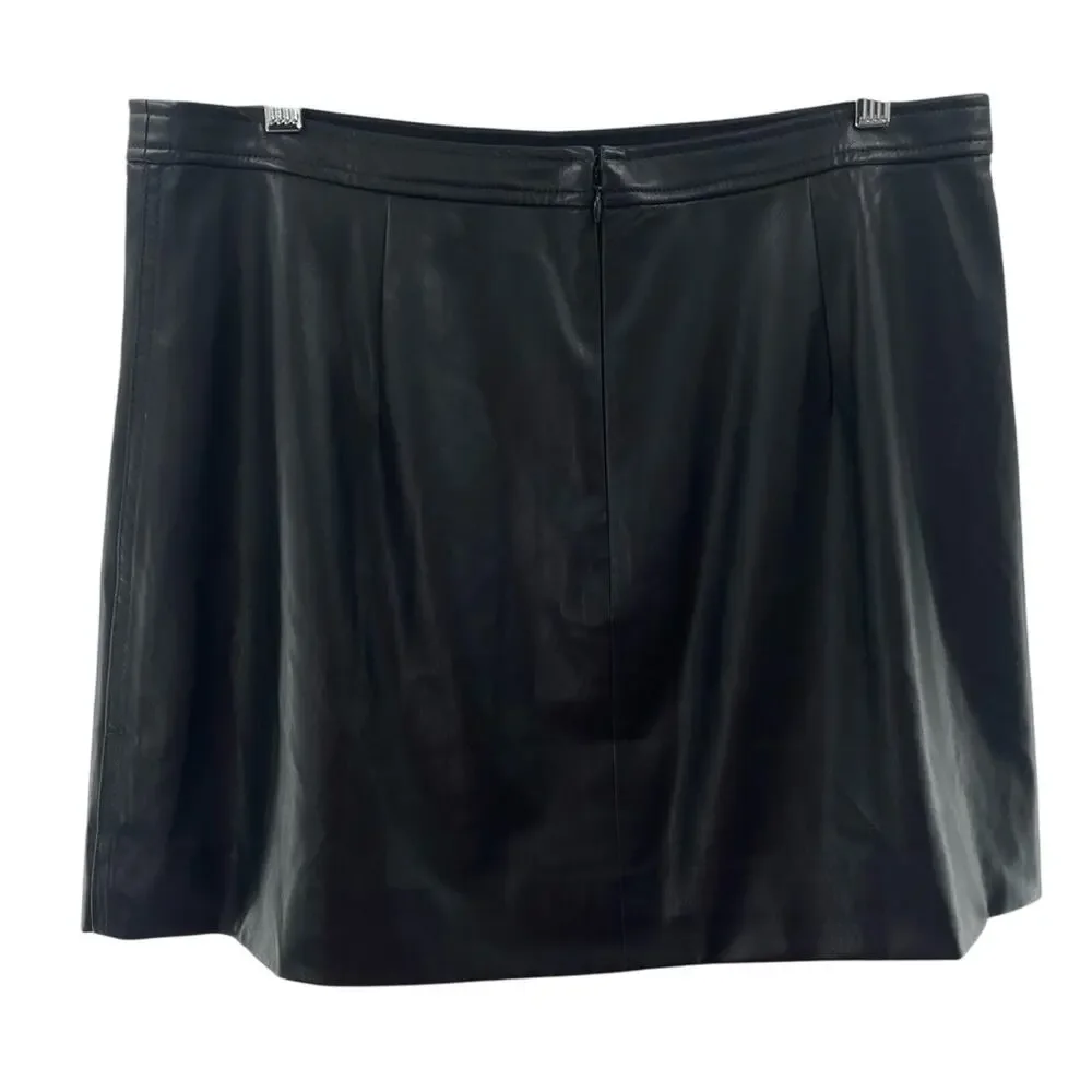 J. Crew Collection Black Vegan Faux Leather Classic Timeless Mini Skirt Size 10